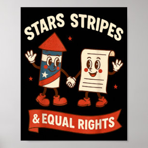Póster Estrellas rayas igualdad de derechos vintage 4 de 