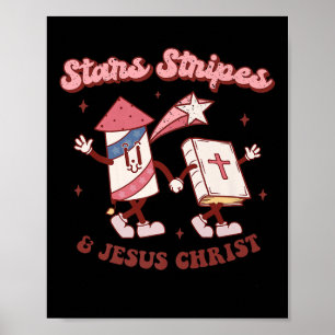 Póster Estrellas Rayas Jesucristo Cristiano 4 de Julio Am