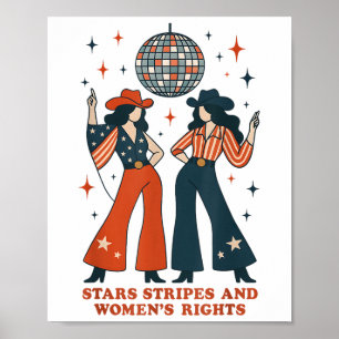 Póster Estrellas Rayas Y Derechos De La Mujer 4 De Julio