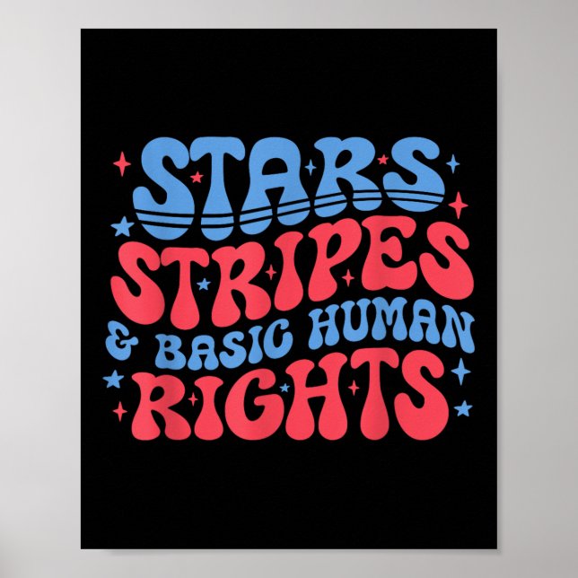 Póster Estrellas Rayas Y Derechos Humanos Básicos 4 De Ju (Frente)