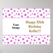 Estrellas rosas con foto de mensaje Cumpleaños