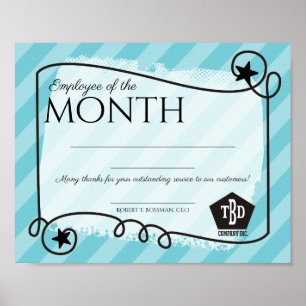 Póster estrellas stripes empleado del certificado del mes