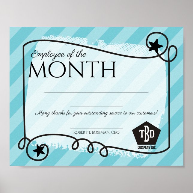 Póster estrellas stripes empleado del certificado del mes (Frente)