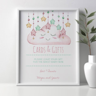 Póster Estrellas y Chica de nube Rótulo de mesa de regalo