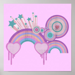 Póster Estrellas y espirales del arcoiris urbano