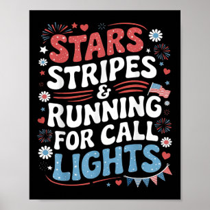 Póster Estrellas y Franjas Corriendo por Luces de Llamada
