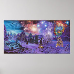 Póster "Estrellas y nieve"