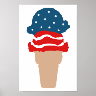 Póster Estrellas y rayas helo de crema