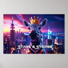 Póster Estrellas Y Rayas Zebra Zanzíbar