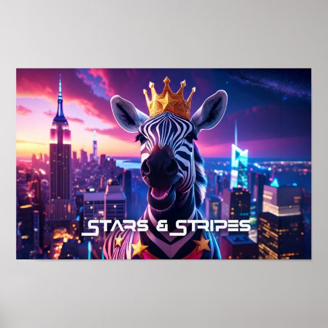 Póster Estrellas Y Rayas Zebra Zanzíbar (Frente)