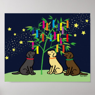 Póster Estrellas y vía láctea del labrador retriever de