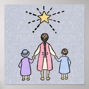 Póster Estrellita que brillás antigua rima infantil