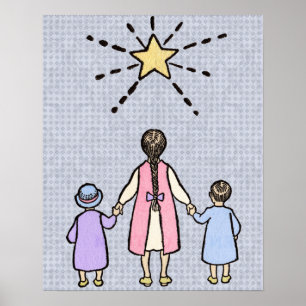 Póster Estrellita que brillás Rima Infantil Vintage
