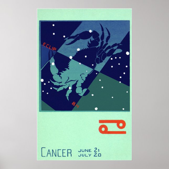 Póster Estreñimiento de cangrejo de Cáncer de Astrología  (Frente)