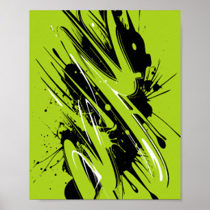 Póster Estroques energéticos de verde y negro