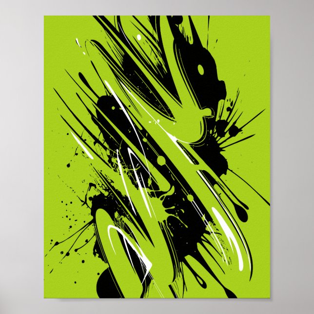 Póster Estroques energéticos de verde y negro (Frente)