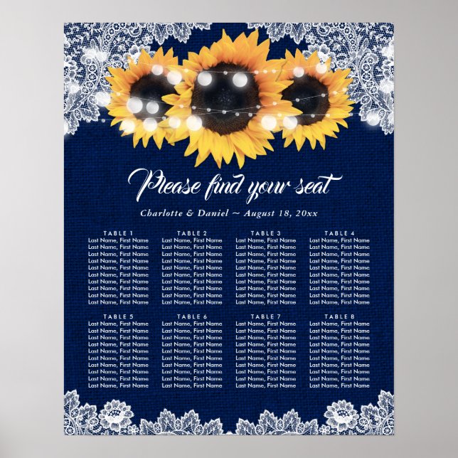 Póster Estructura 8 del Boda de girasol azul de la Marina (Frente)