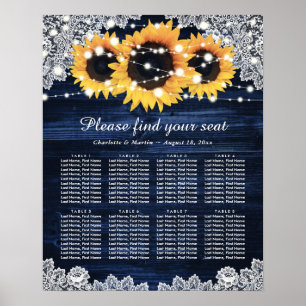 Póster Estructura 8 del Boda de girasol azul de la Marina