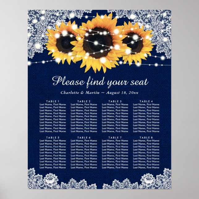 Póster Estructura 8 del Boda de girasol azul de la Marina (Frente)