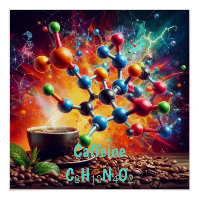 Póster Estructura de cafeína molecular - Café de arte cie (Anverso)
