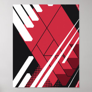 Póster Estructura Geométrica Roja con Profundidad Sombrea