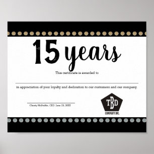 Póster Estudia el certificado universal de aniversario de