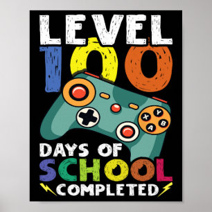 Póster Estudiante de 100 días de juego de video escolar