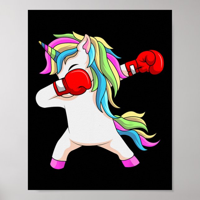 Póster Estudiante de boxeo de boxeo de unicornio (Frente)