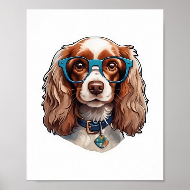 Póster Estudiante de estudio de gafas divertidas de porci (Frente)