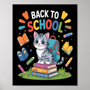 Póster Estudiante de gato lindo Día de bienvenida al cole