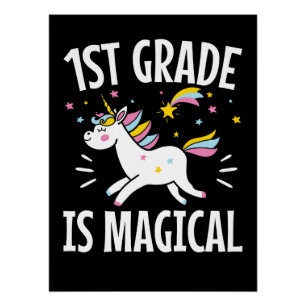 Póster Estudiante de primer grado de unicornio mágico
