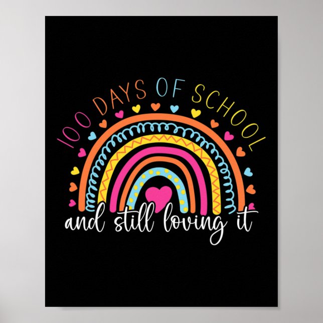Póster Estudiante Del Arcoiris Feliz 100 Días De Chica Es (Frente)