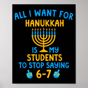 Póster Estudiantes de Hanukkah diciendo 6-7 67 Seis Siete