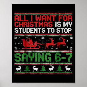 Póster Estudiantes diciendo 6-7 67 Seis Siete Divertido P