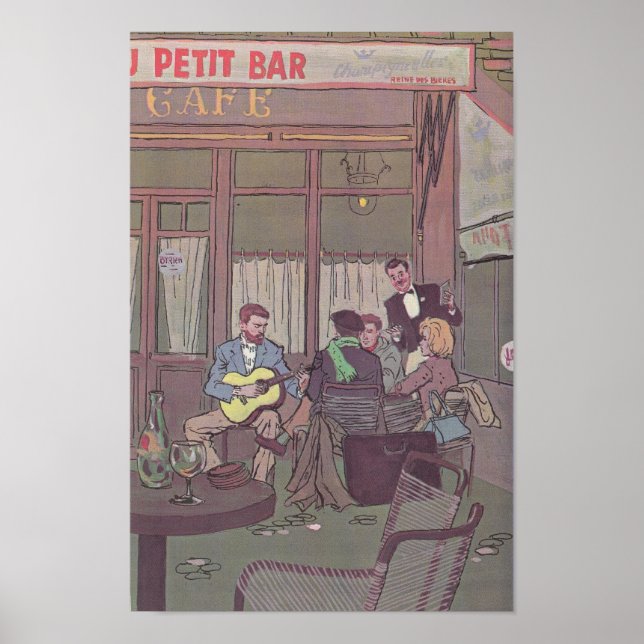 Póster Estudiantes en un café francés (Frente)
