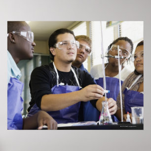 Póster Estudiantes que realizan el experimento en