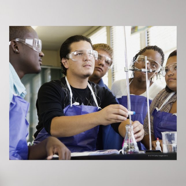 Póster Estudiantes realizando experimentos en laboratorio (Frente)