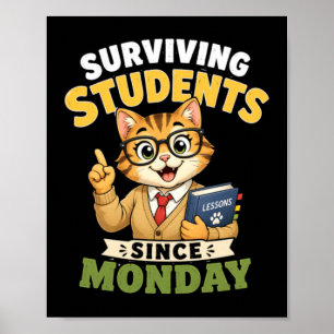 Póster Estudiantes Supervivientes Desde El Lunes Gato Div