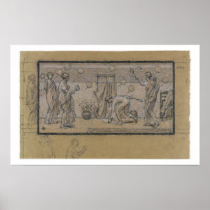 Póster Estudie para la raqueta y Shuttlecock, c.1871