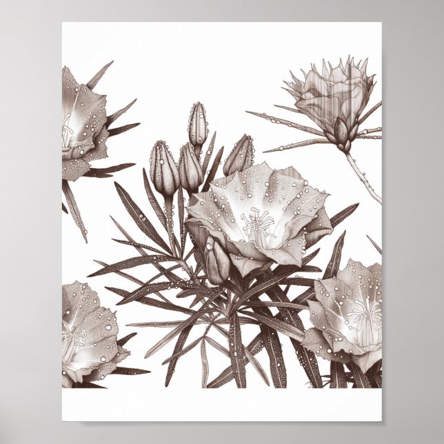 Póster Estudio Botánico - Flores Silvestres del Desierto (Frente)