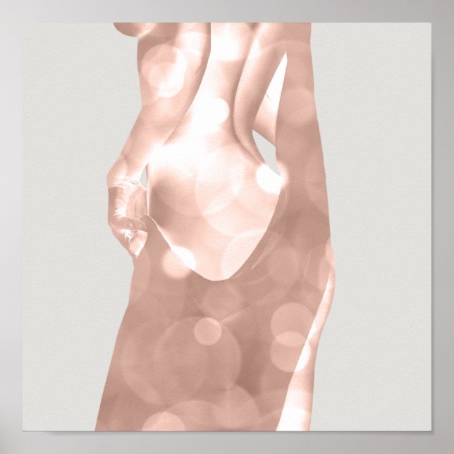 Póster Estudio de belleza gris rosa de cuerpo femenino SP (Frente)