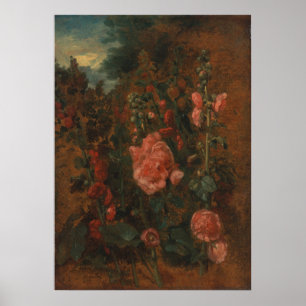Póster Estudio de Hollyhocks - John Constable
