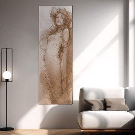 Póster Estudio de la Crayón Roja Mujer Alphonse Mucha Bel