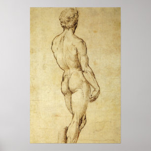 Póster Estudio de la estatua de David de Miguel Ángel por
