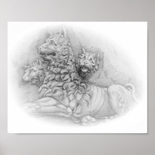 Póster Estudio de la estatua de un león - Pierre Jacques