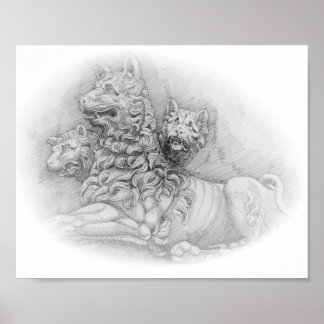 Póster Estudio de la estatua de un león - Pierre Jacques