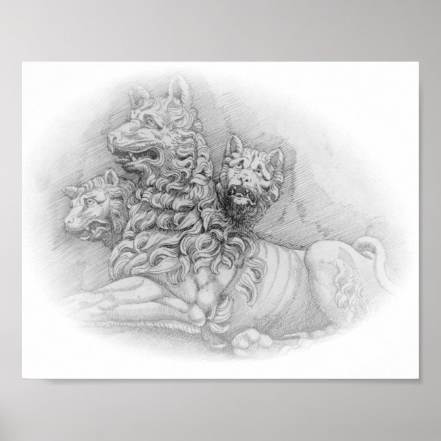 Póster Estudio de la estatua de un león - Pierre Jacques  (Frente)