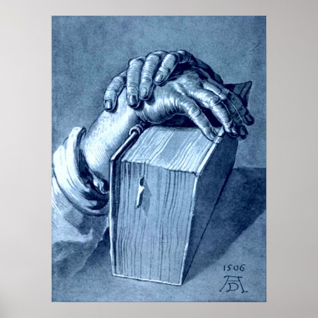 Póster Estudio de las manos con la Biblia - Duradero (Frente)