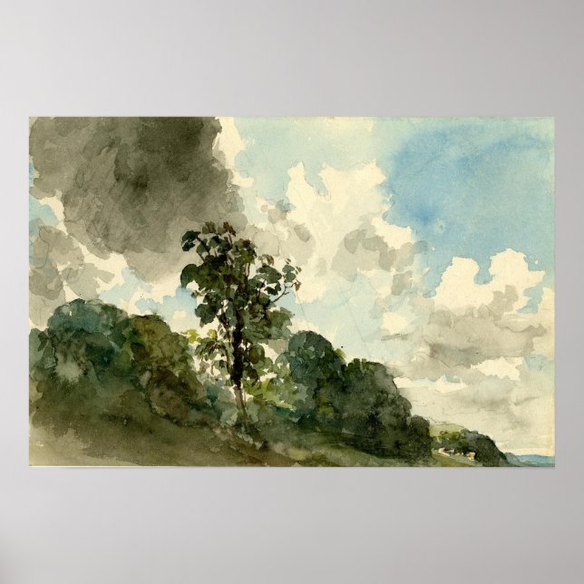 Póster Estudio de nubes y árboles - John Constable (Frente)