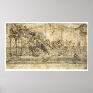 Póster Estudio de perspectiva "Adoración del Magi", Da Vi
